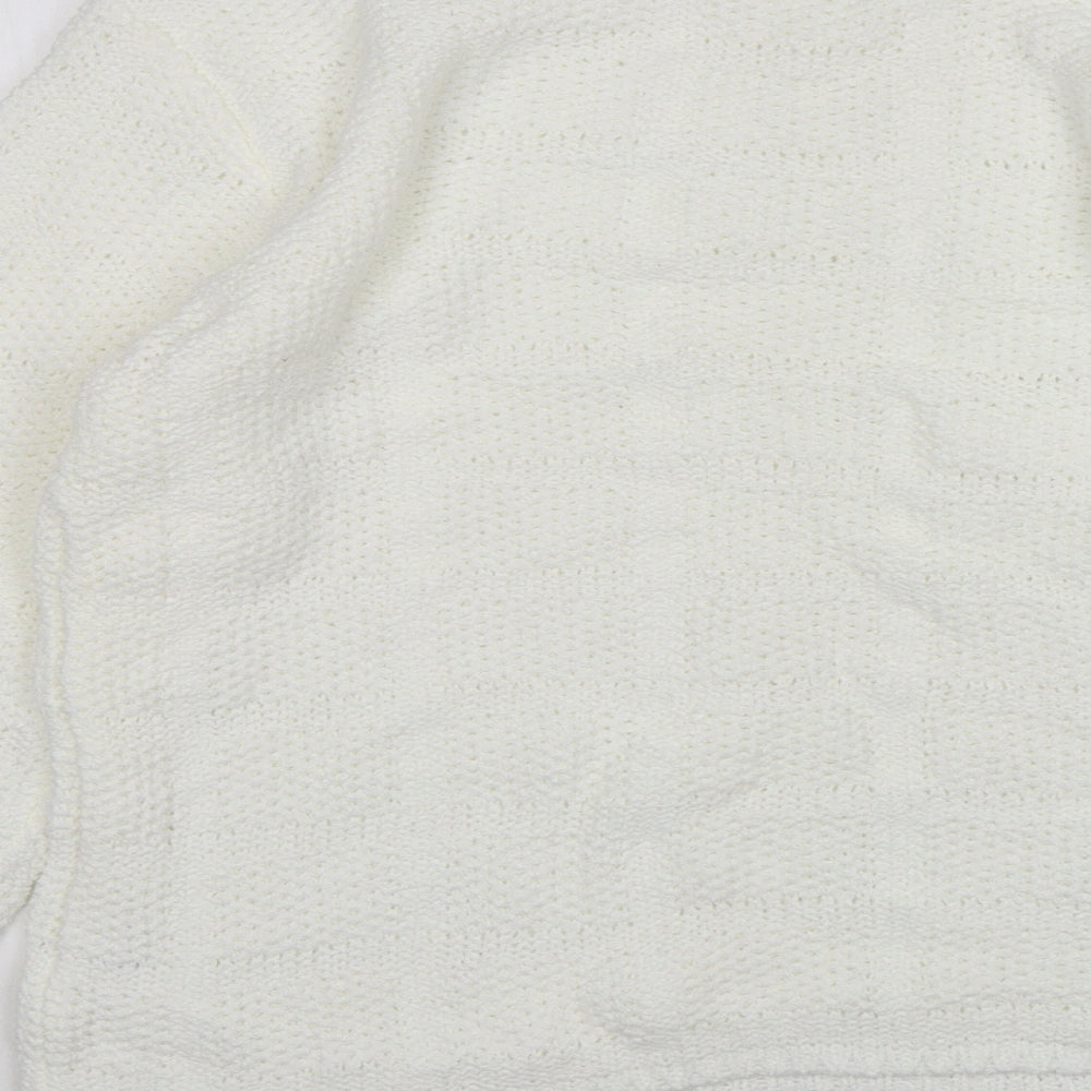 Para Womens White Round Neck Acrylic Pullover Jumper Size L