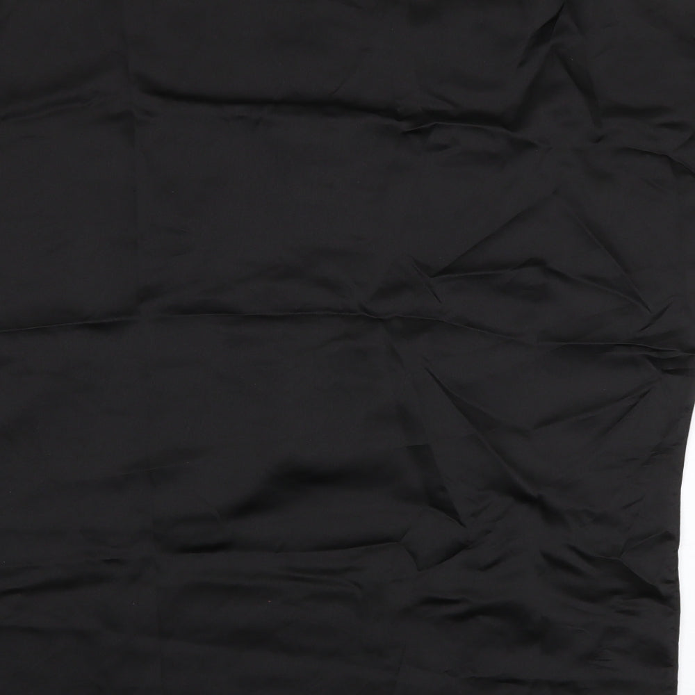 SheIn Womens Black Polyester Basic Button-Up Size L V-Neck