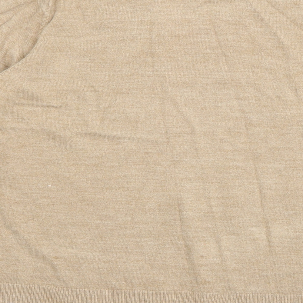 Marks & Spencer Womens Beige V-Neck Acrylic Cardigan Jumper Size M