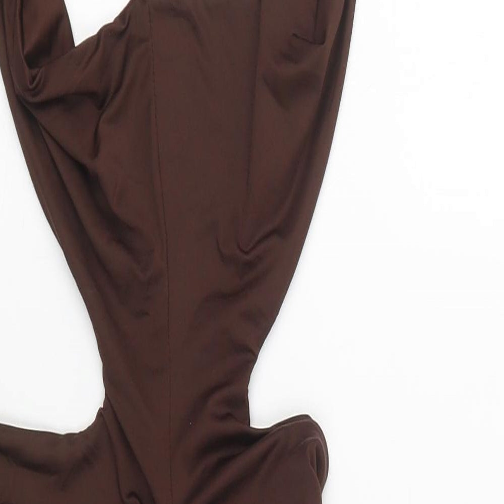 SgheIn Womens Brown Polyester Bodycon Size L Halter