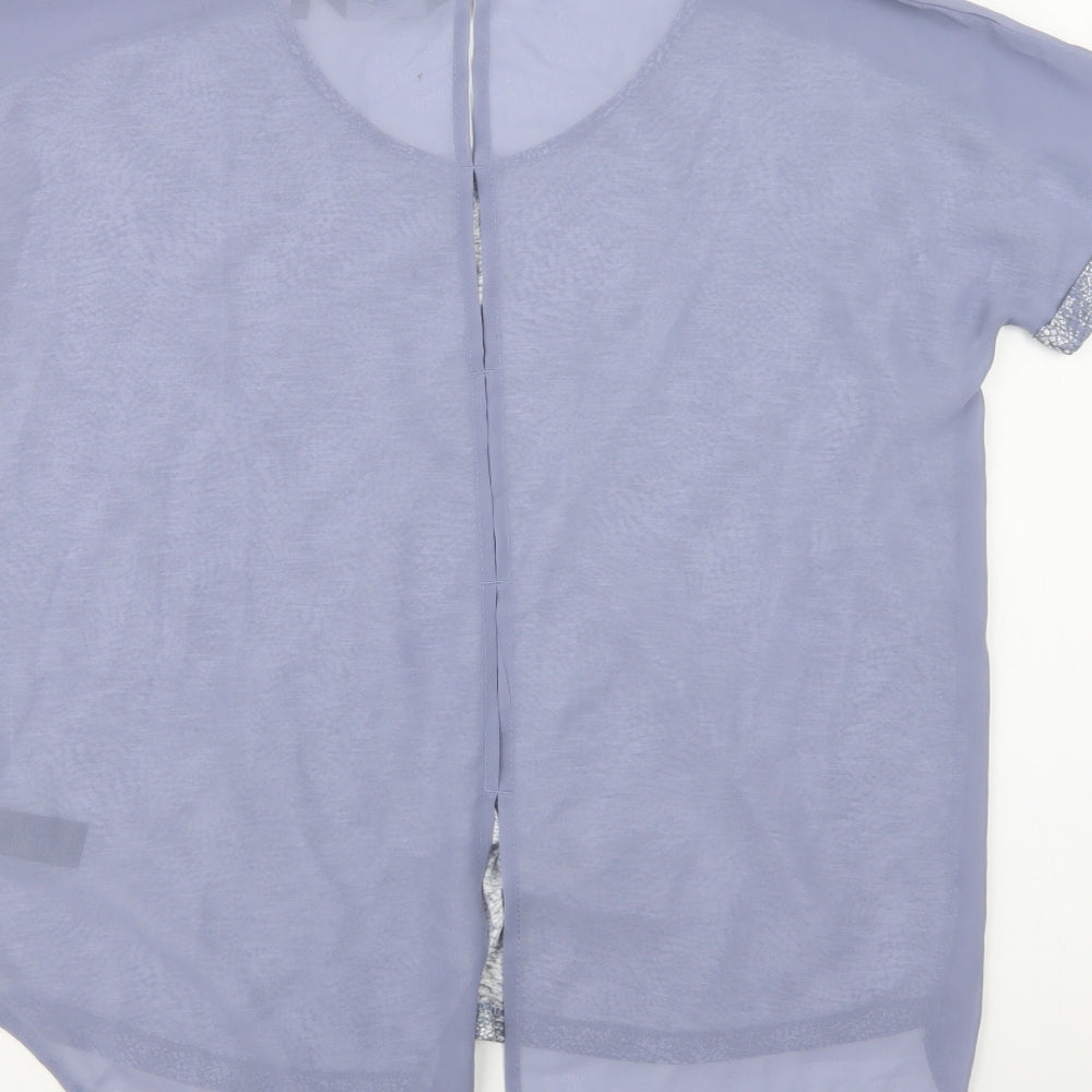 NEXT Womens Grey Geometric Basic Blouse Size 10 Round Neck