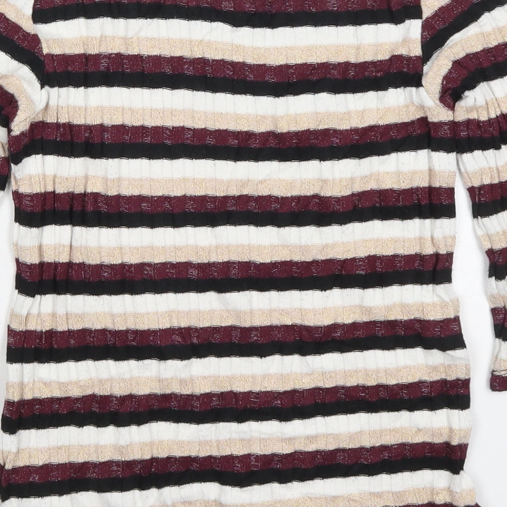 FF Girls Multicoloured Round Neck Striped Polyester Pullover Jumper Size 10-11 Years Pullover