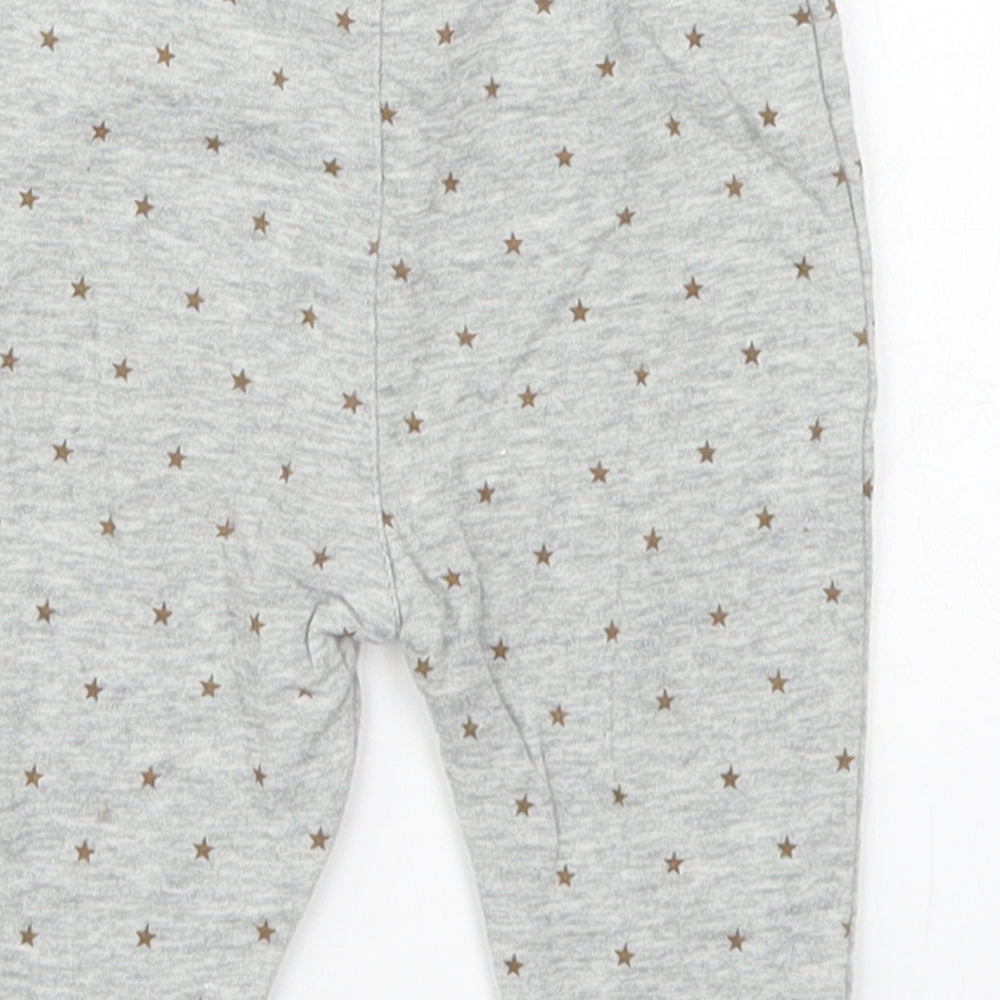 NEXT Baby Grey Geometric Cotton Sweatpants Trousers Size 0-3 Months Drawstring - Stars