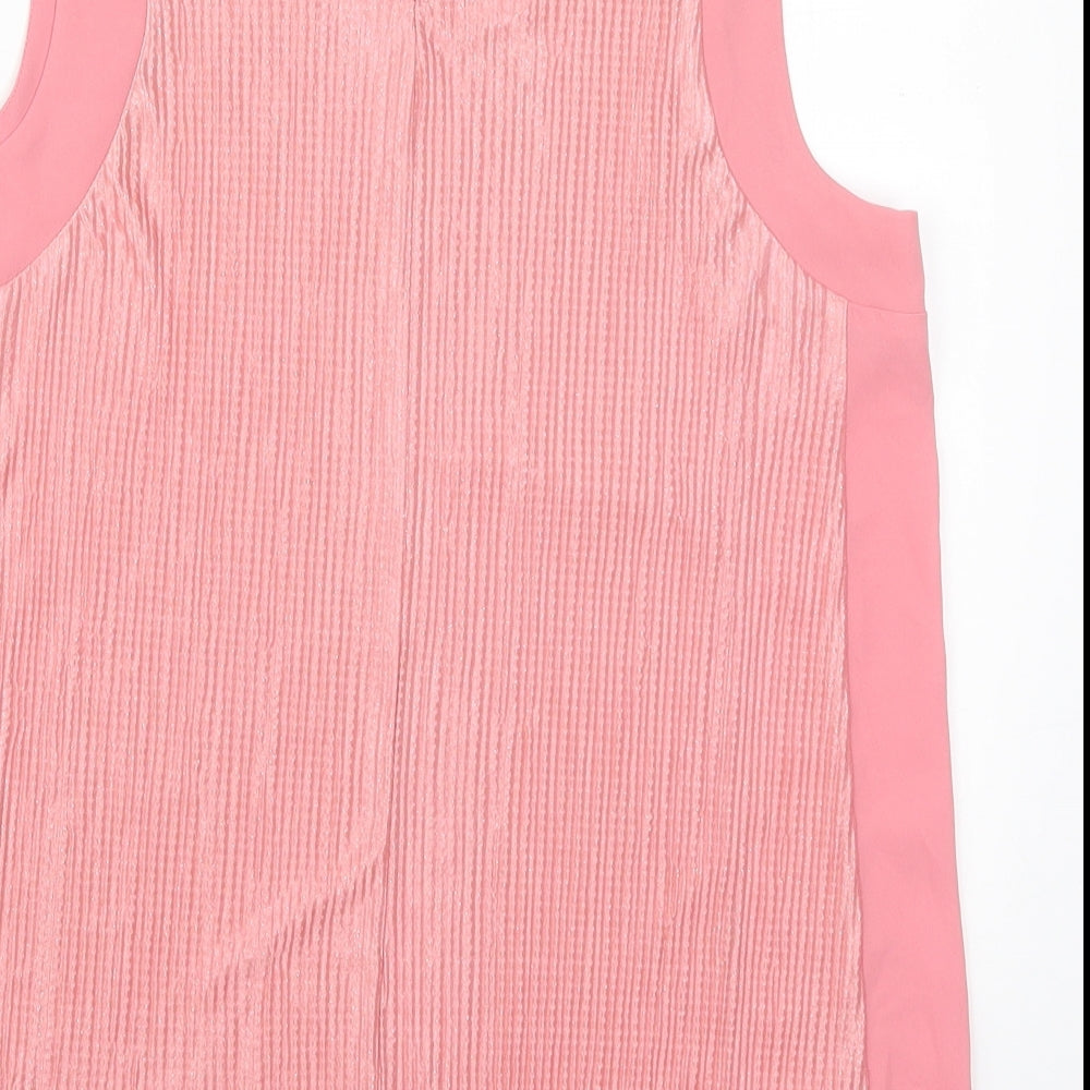 Dunnes Womens Pink Polyester Basic Tank Size 12 Round Neck