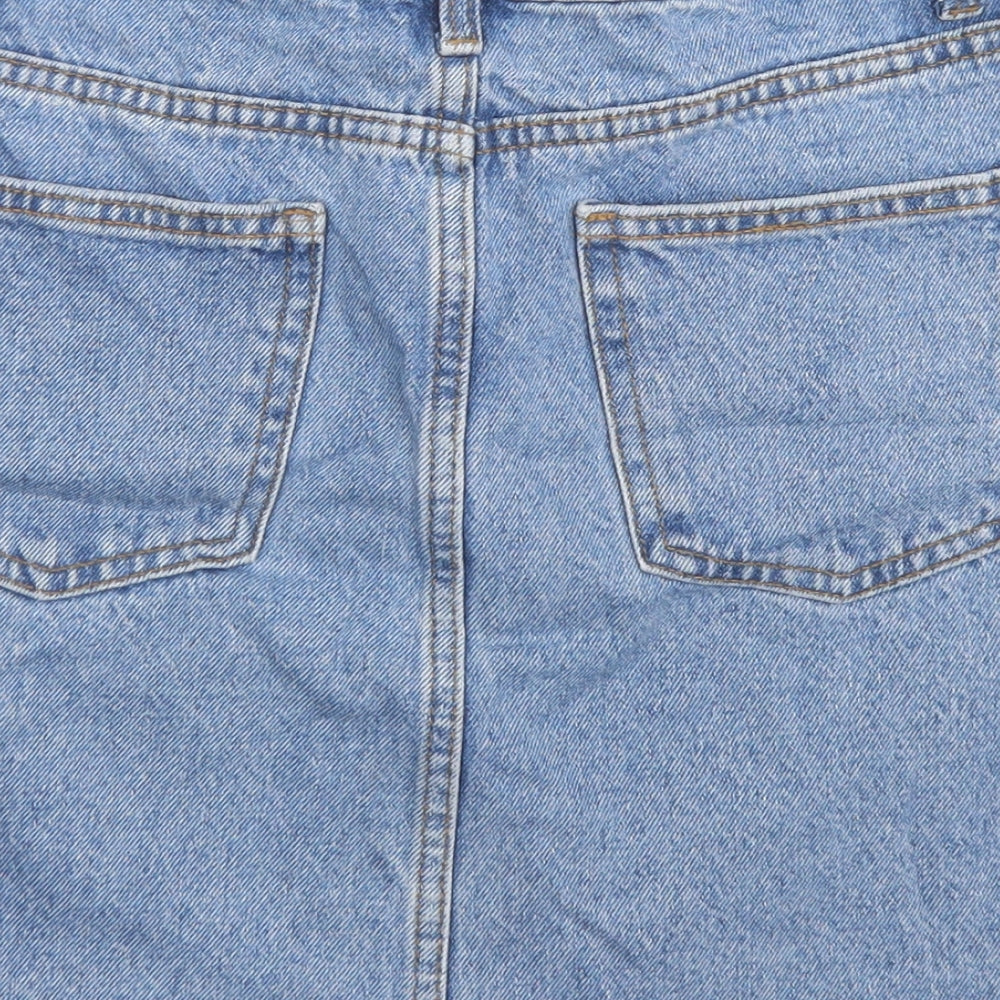 Denim Co Womens Blue Cotton A-Line Skirt Size 6 Button