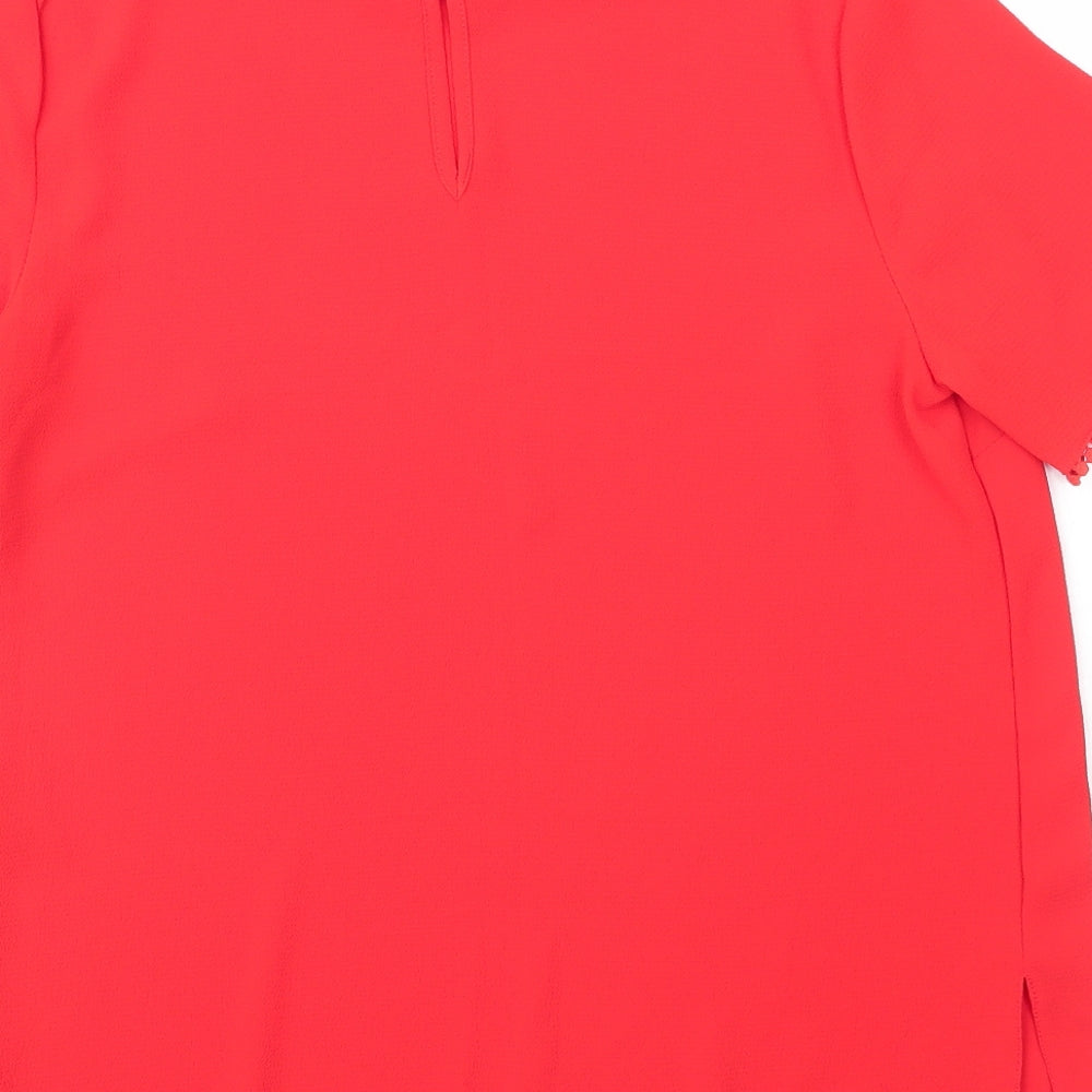 Dorothy Perkins Womens Red Polyester Basic Blouse Size 12 Round Neck