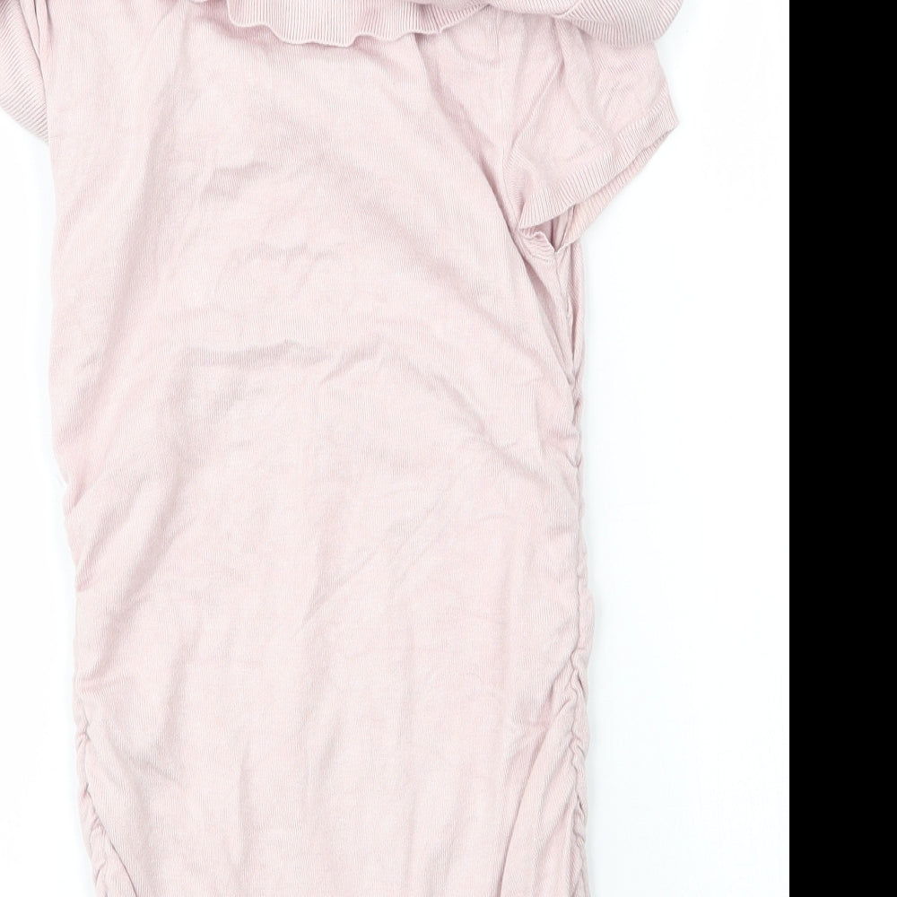 Express Womens Pink Nylon Basic Blouse Size XS Cowl Neck