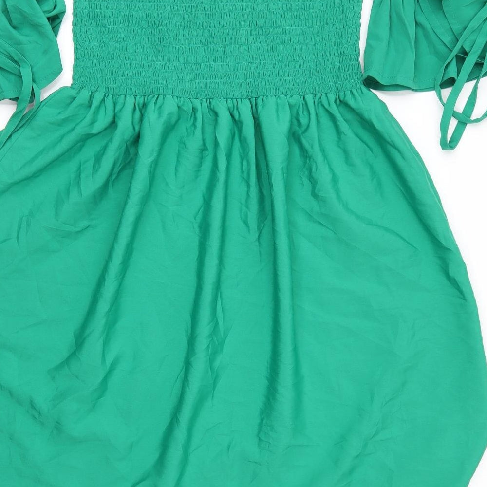 Be You Womens Green Polyester Basic Blouse Size 12 One Shoulder