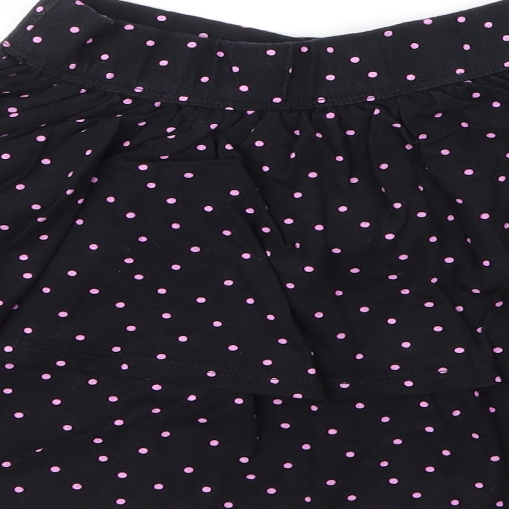 George Girls Black Cotton A-Line Skirt Size 7 Years Regular
