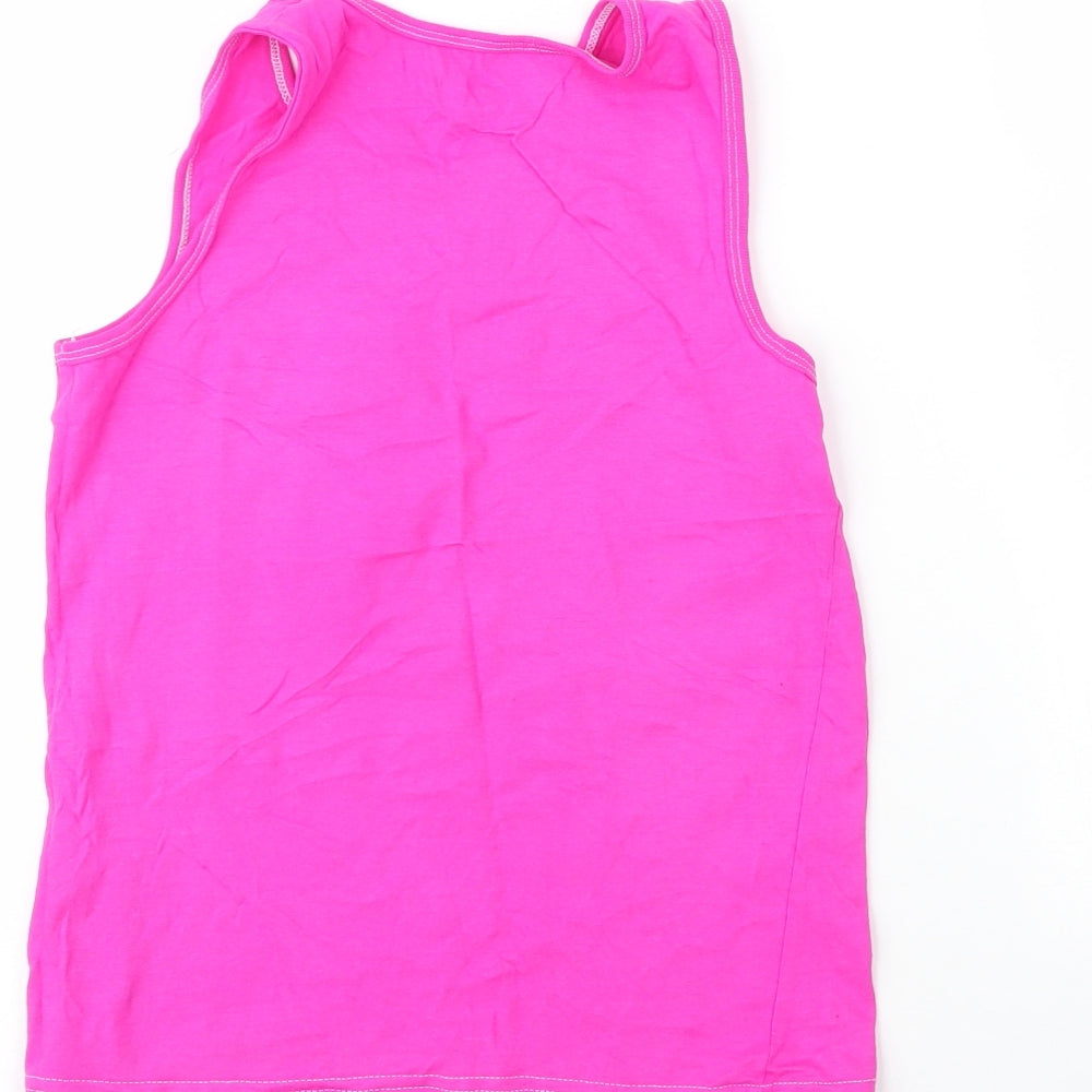 George Girls Pink Cotton Basic Tank Size 9 Years Round Neck