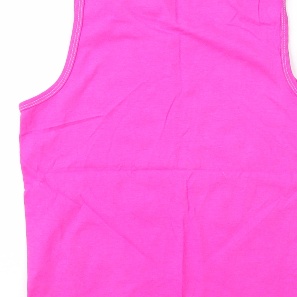 George Girls Pink Cotton Basic Tank Size 8 Years Round Neck
