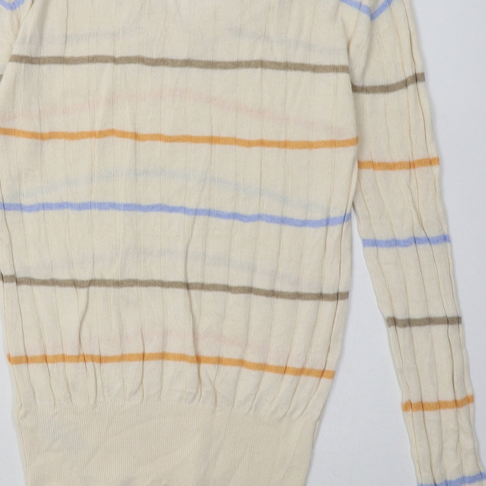 Marks & Spencer Womens Beige Striped Viscose Pullover Sweatshirt Size S Pullover