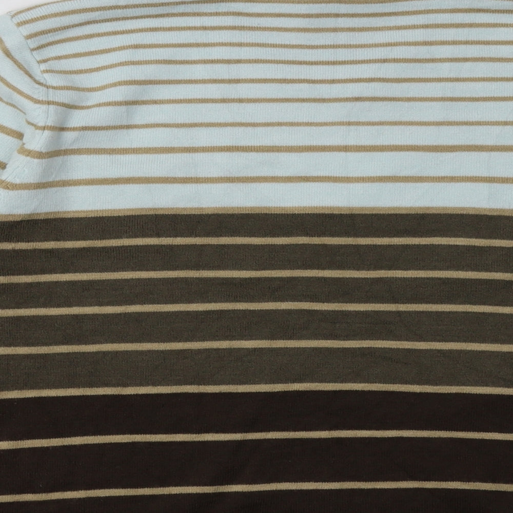 dixie Womens Brown Striped Acrylic Pullover Sweatshirt Size 16 Pullover