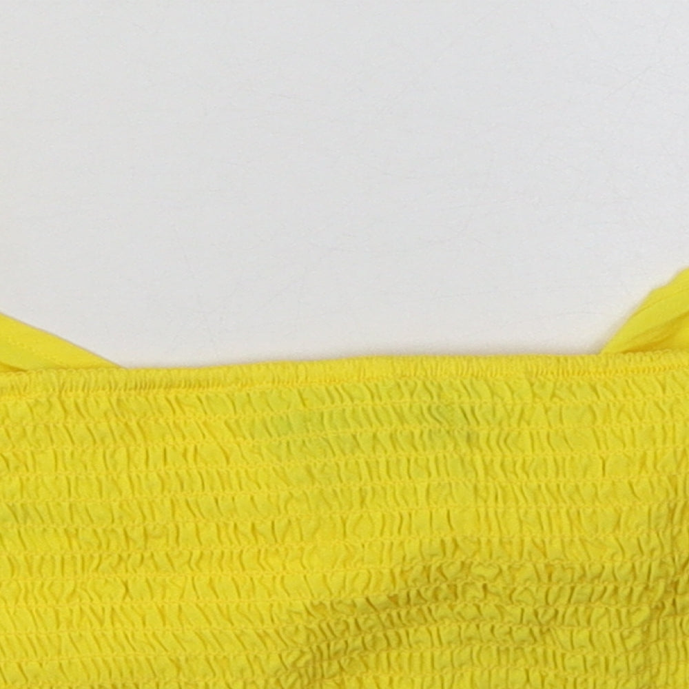 Boohoo Womens Yellow Polyester Cropped Tank Size 12 V-Neck