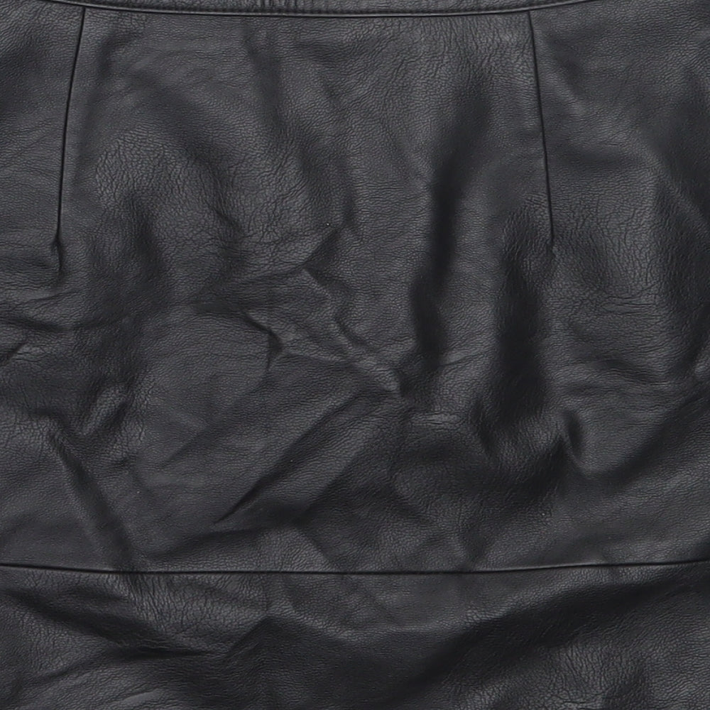 Topshop Womens Black Polyurethane Mini Skirt Size 4
