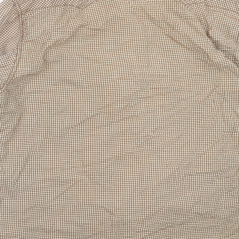 Matalan Mens Brown Check Cotton Button-Up Size L Collared