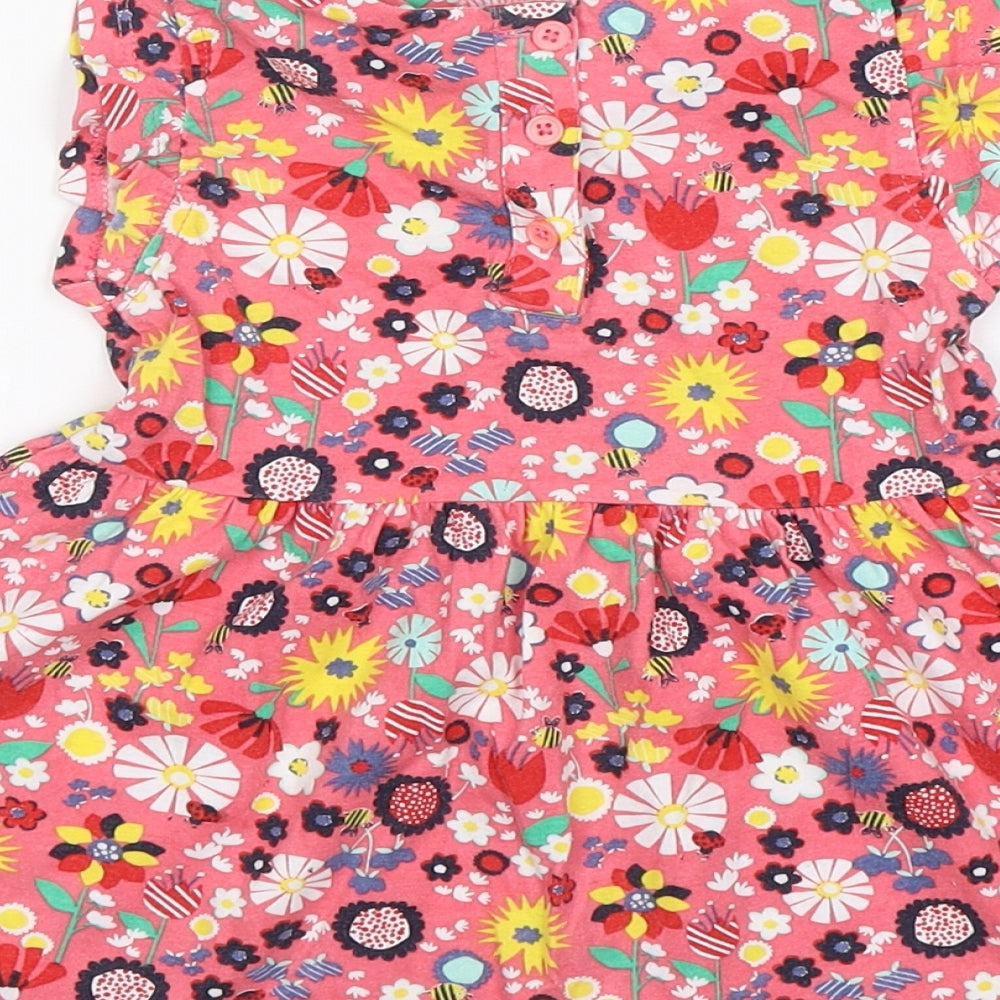 Matalan Girls Multicoloured Floral Cotton Fit & Flare Size 9-12 Months Round Neck