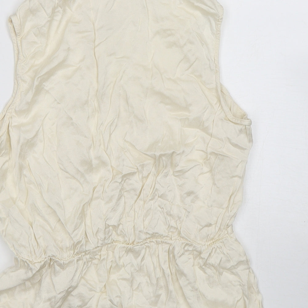 NEXT Womens Ivory Viscose Basic Blouse Size 14 Collared