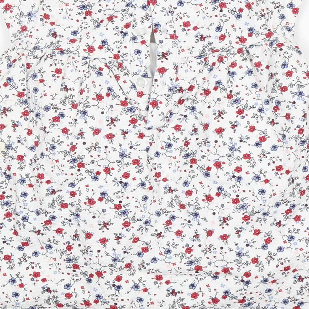 Mothercare Girls Multicoloured Floral Cotton A-Line Size 9-12 Months Round Neck