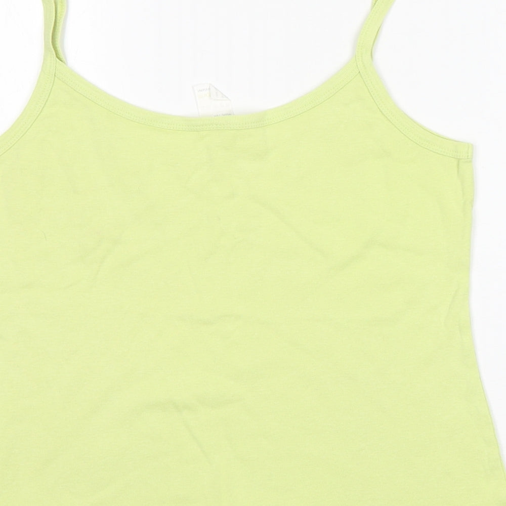 Preworn Womens Green Cotton Basic Tank Size 14 Round Neck
