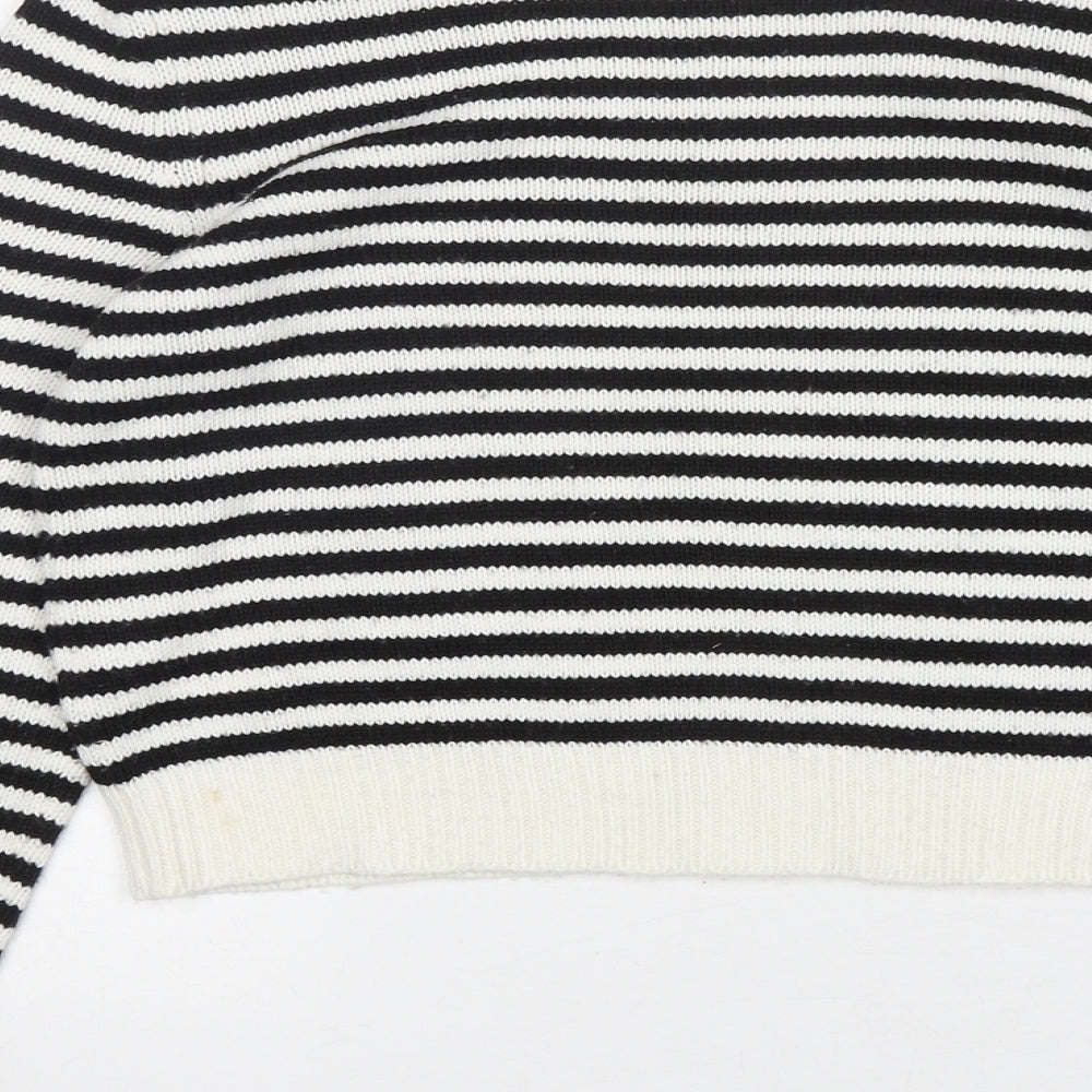 H&M Womens Multicoloured Round Neck Striped Acrylic Pullover Jumper Size 6