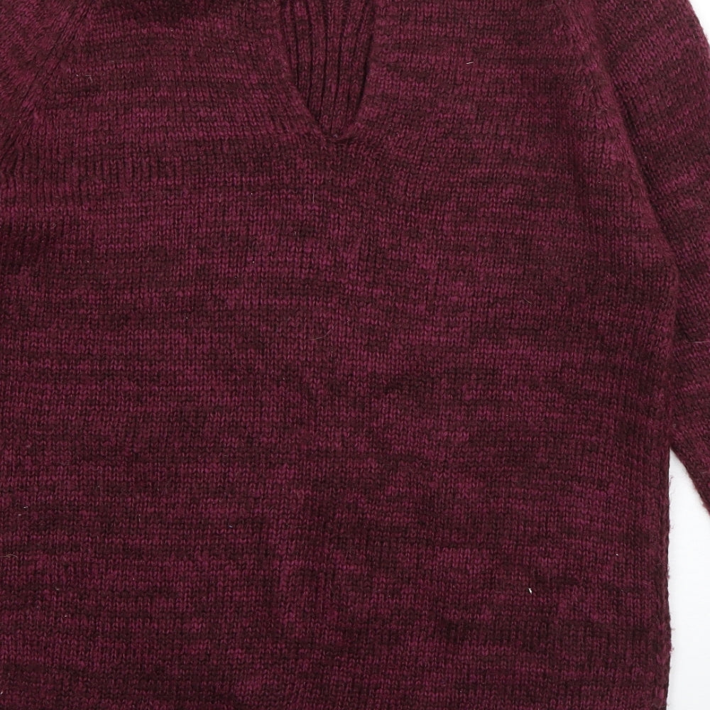 New Look Womens Purple Crew Neck Acrylic Pullover Jumper Size M