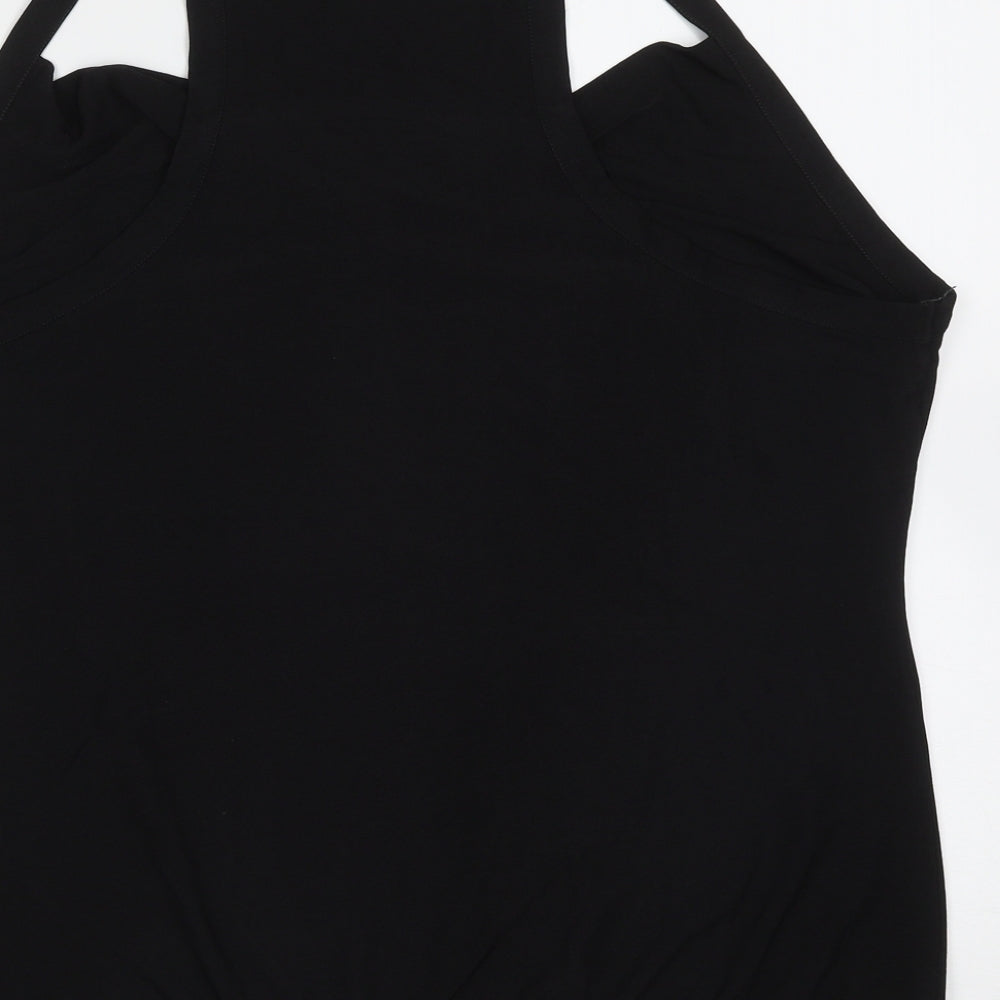 AMARANTO Womens Black Polyester Basic Blouse Size 20 Round Neck