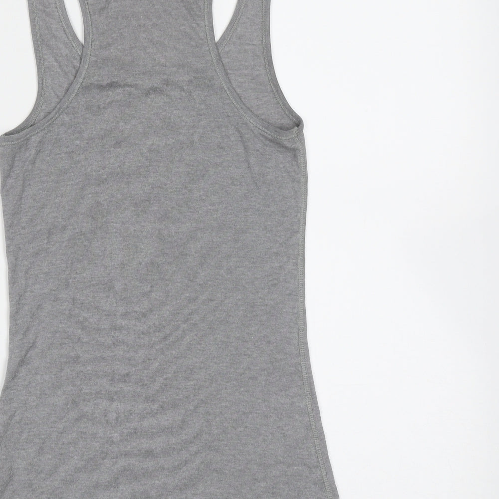 Jack Wills Womens Grey Cotton Basic Tank Size 6 Round Neck