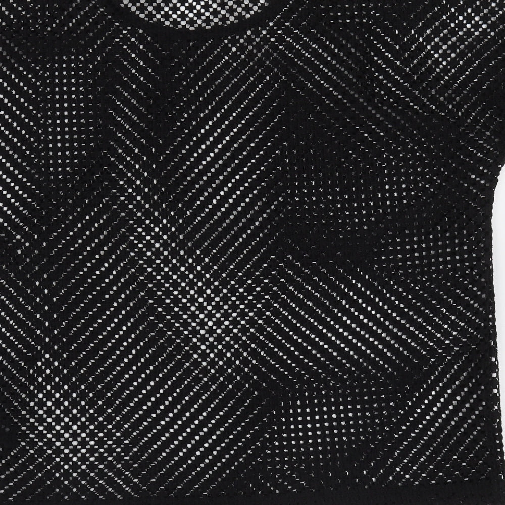ESMARA Womens Black Round Neck Geometric Polyester Pullover Jumper Size S