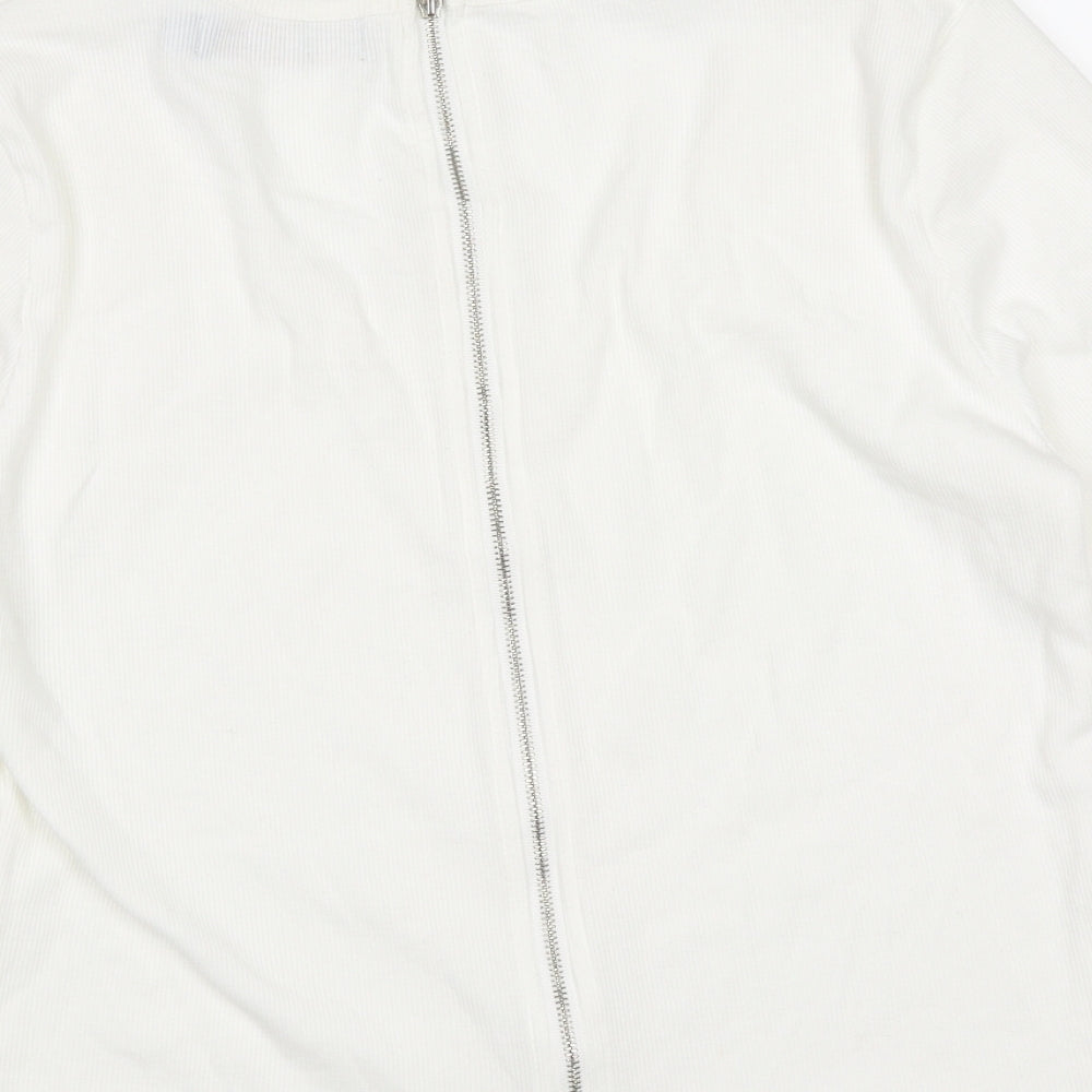 QED London Womens White Cotton Basic T-Shirt Size L Round Neck