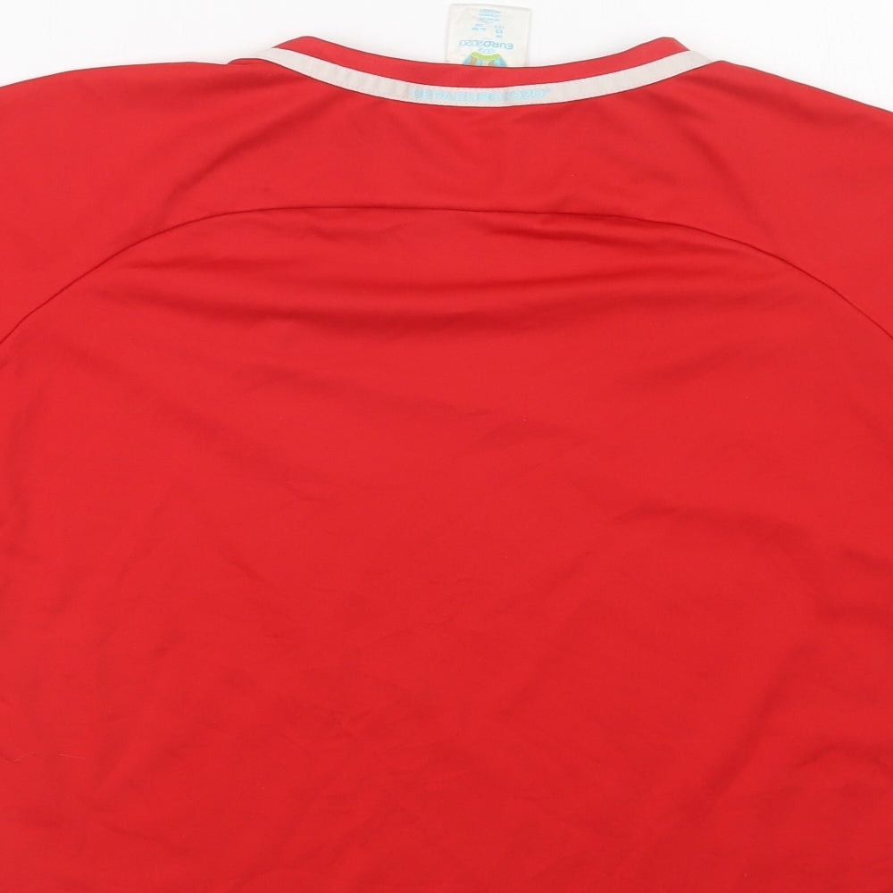 UEFA Boys Red Polyester Jersey T-Shirt Size 13 Years Crew Neck - Wales