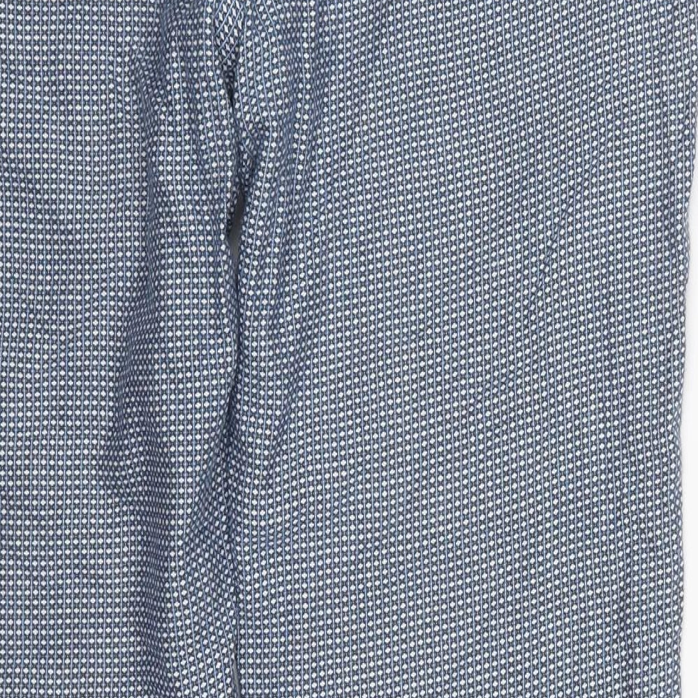 El Ganso Womens Blue Geometric Cotton Trousers Size 20 L30 in Regular Button