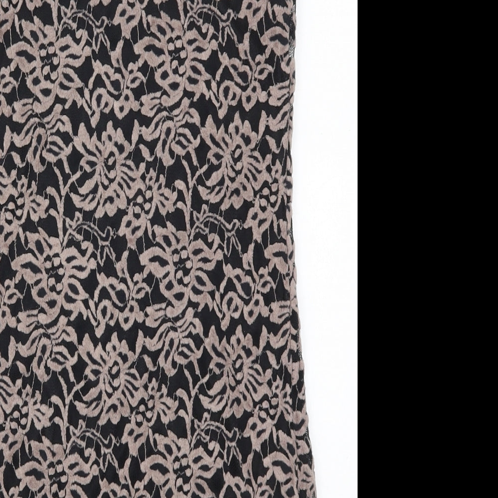 Yumi Womens Brown Floral Polyester Mini Size M V-Neck Pullover