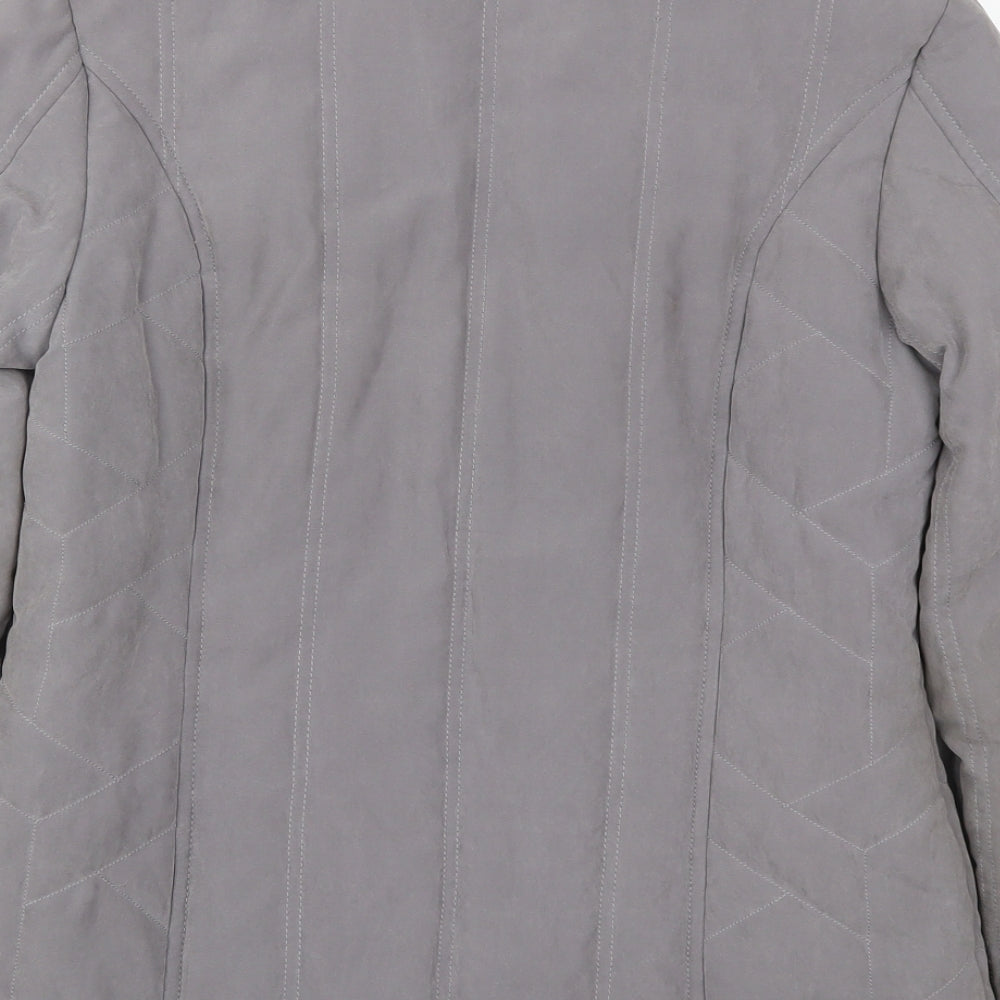 BHS Womens Grey Quilted Coat Size 10 Zip