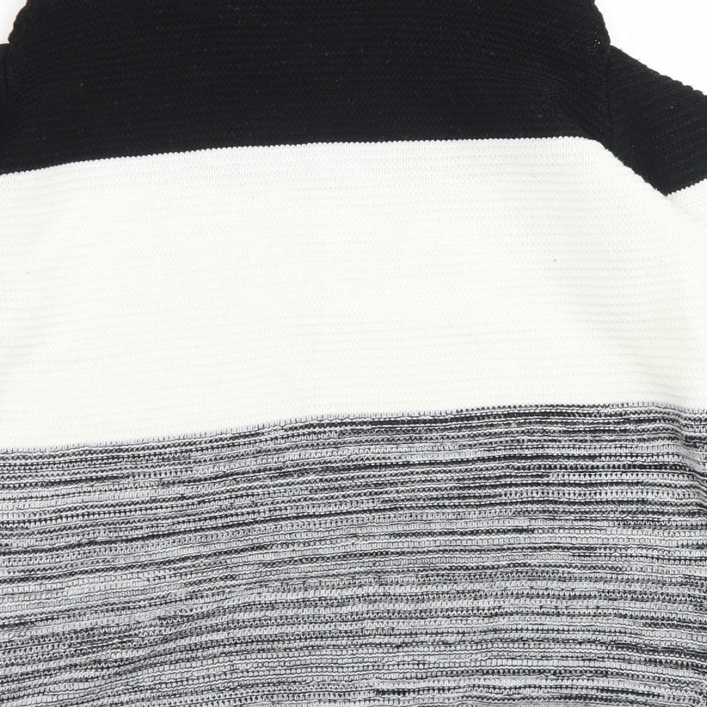 Primark Womens Grey Round Neck Striped Acrylic Pullover Jumper Size M - Cut out Sleeves