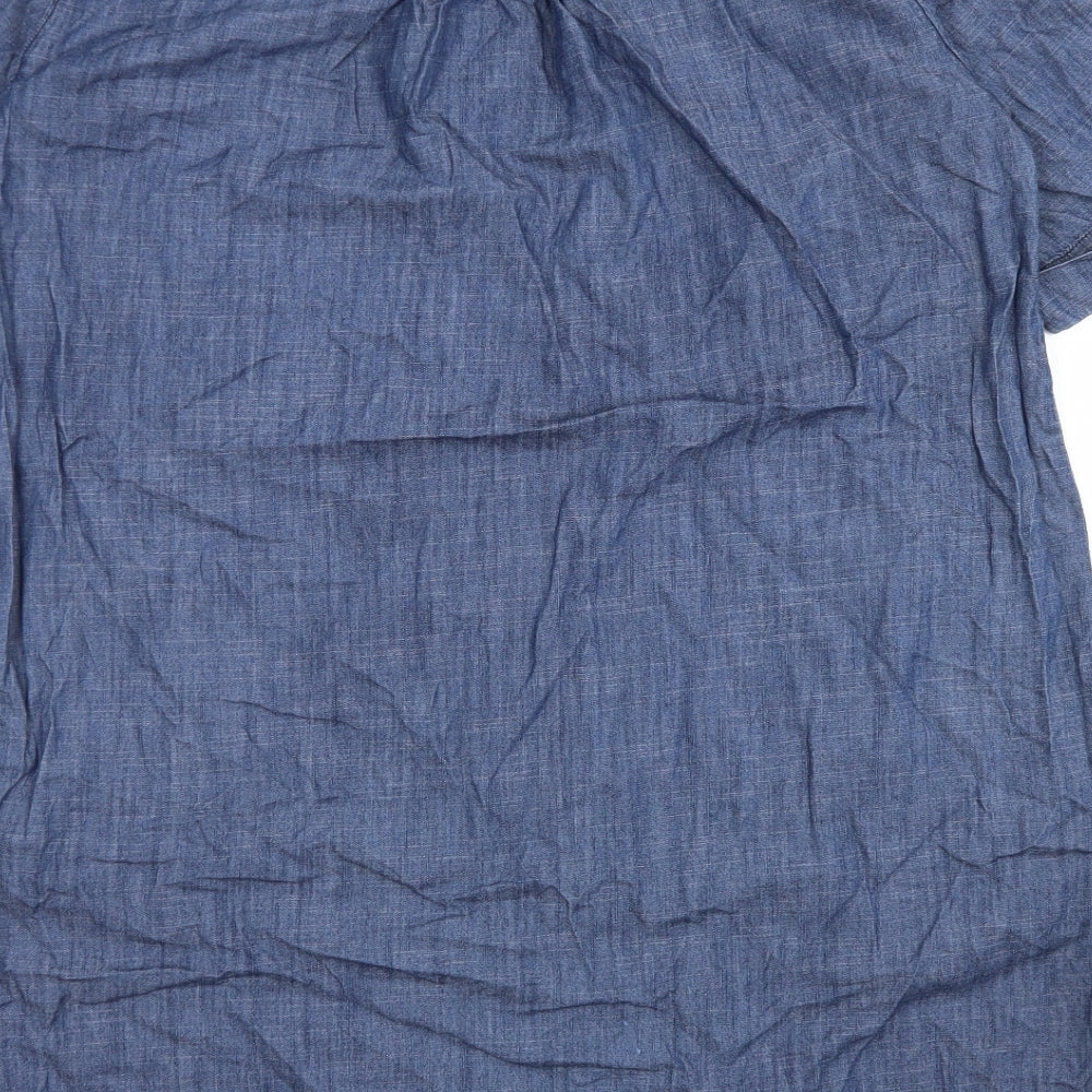 Viz-A-Viz Womens Blue Cotton A-Line Size S Round Neck