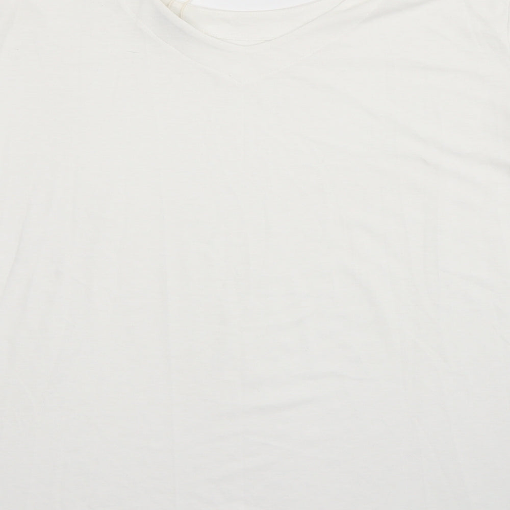 TOM TAILOR Womens White Polyester Basic T-Shirt Size 3XL Scoop Neck