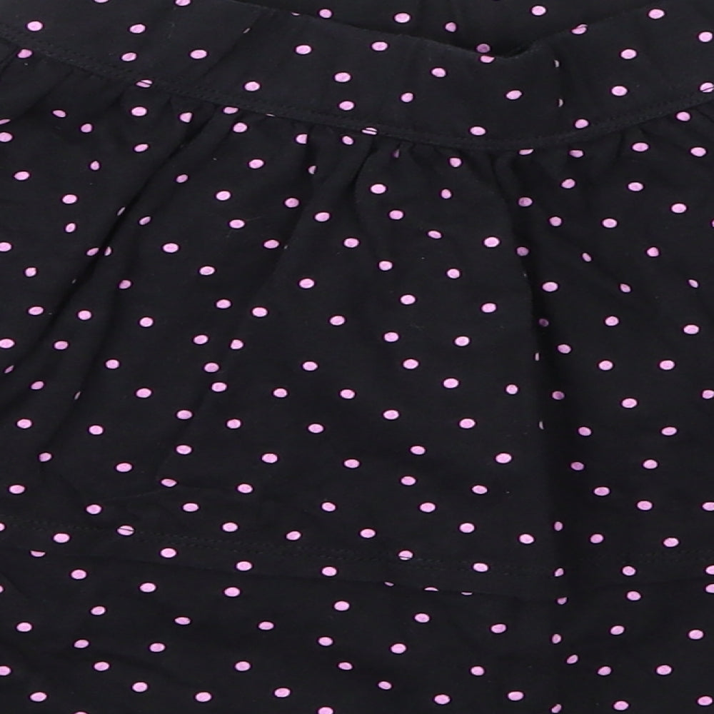 George Girls Black Spotted Cotton A-Line Skirt Size 7 Years Regular