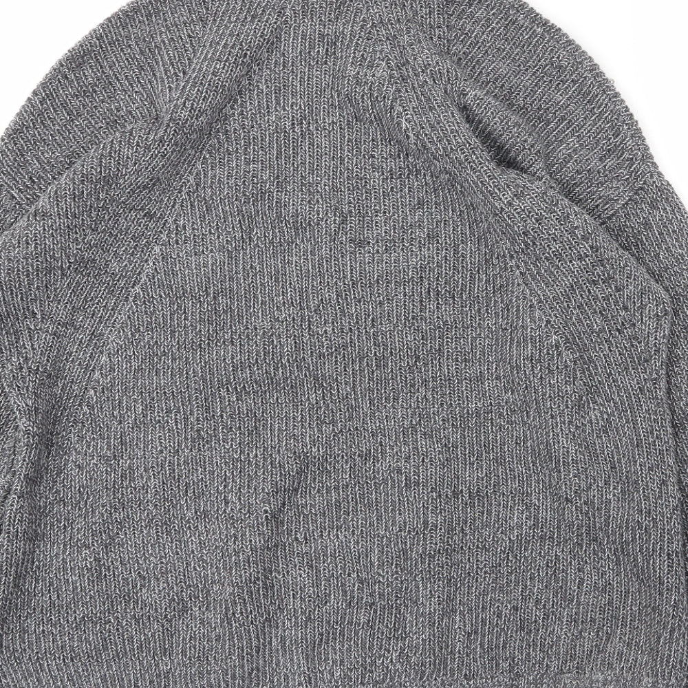 Together Womens Grey Mock Neck Acrylic Pullover Jumper Size M