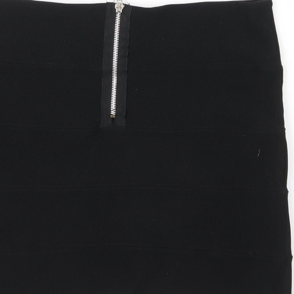 Preworn Womens Black Polyester Bandage Skirt Size 12 Zip