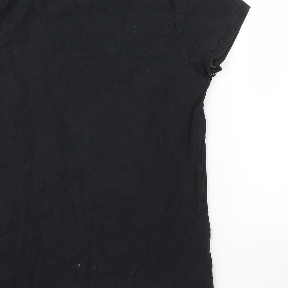 Matalan Boys Black Cotton Basic T-Shirt Size 6 Years Round Neck