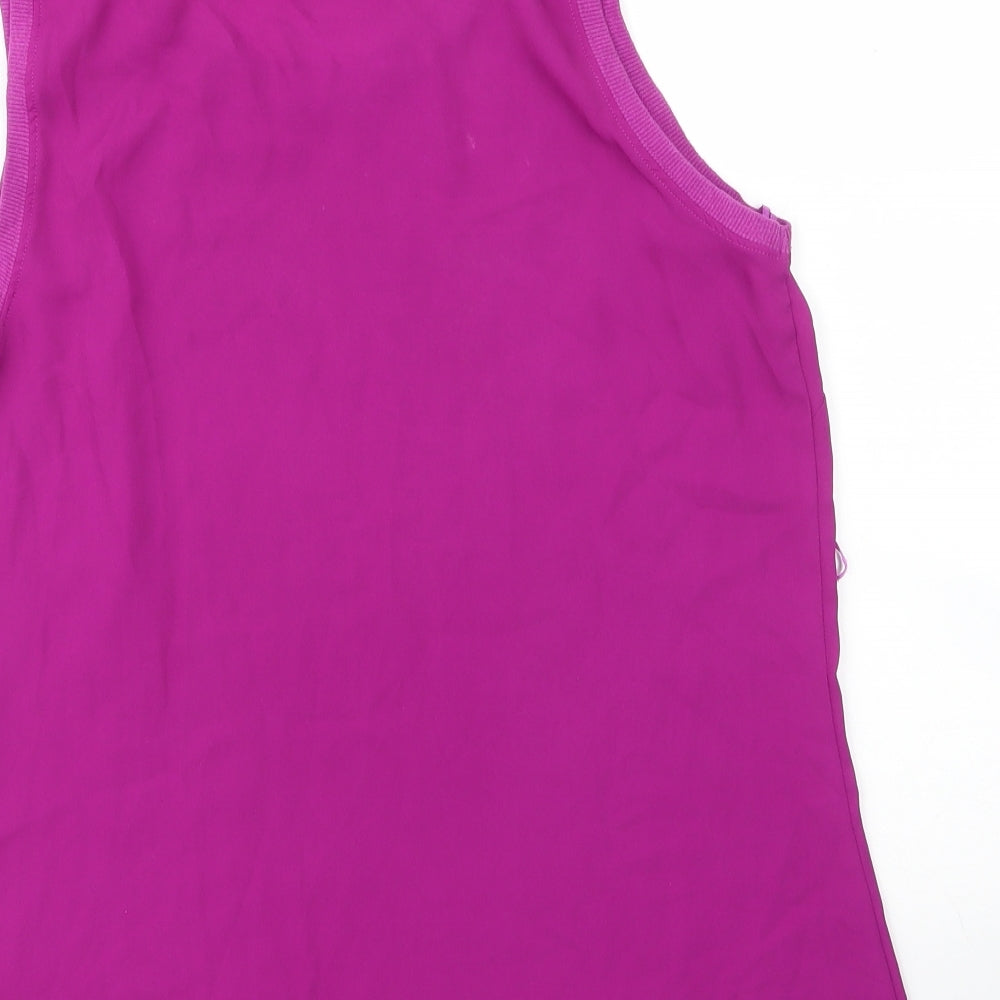 Papaya Womens Purple Polyester Basic Blouse Size 12 Round Neck