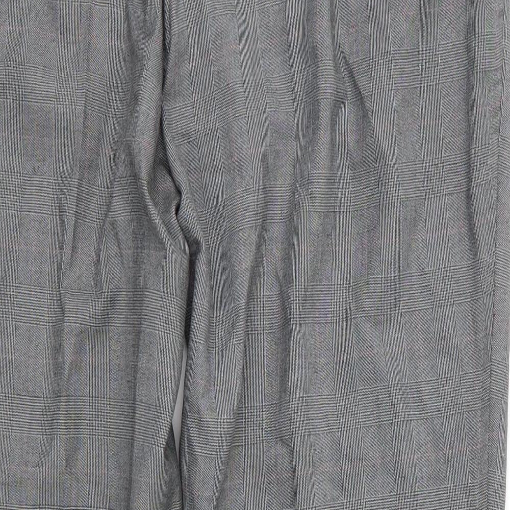 New Look Mens Grey Plaid Viscose Trousers Size 36 in L28 in Regular Zip