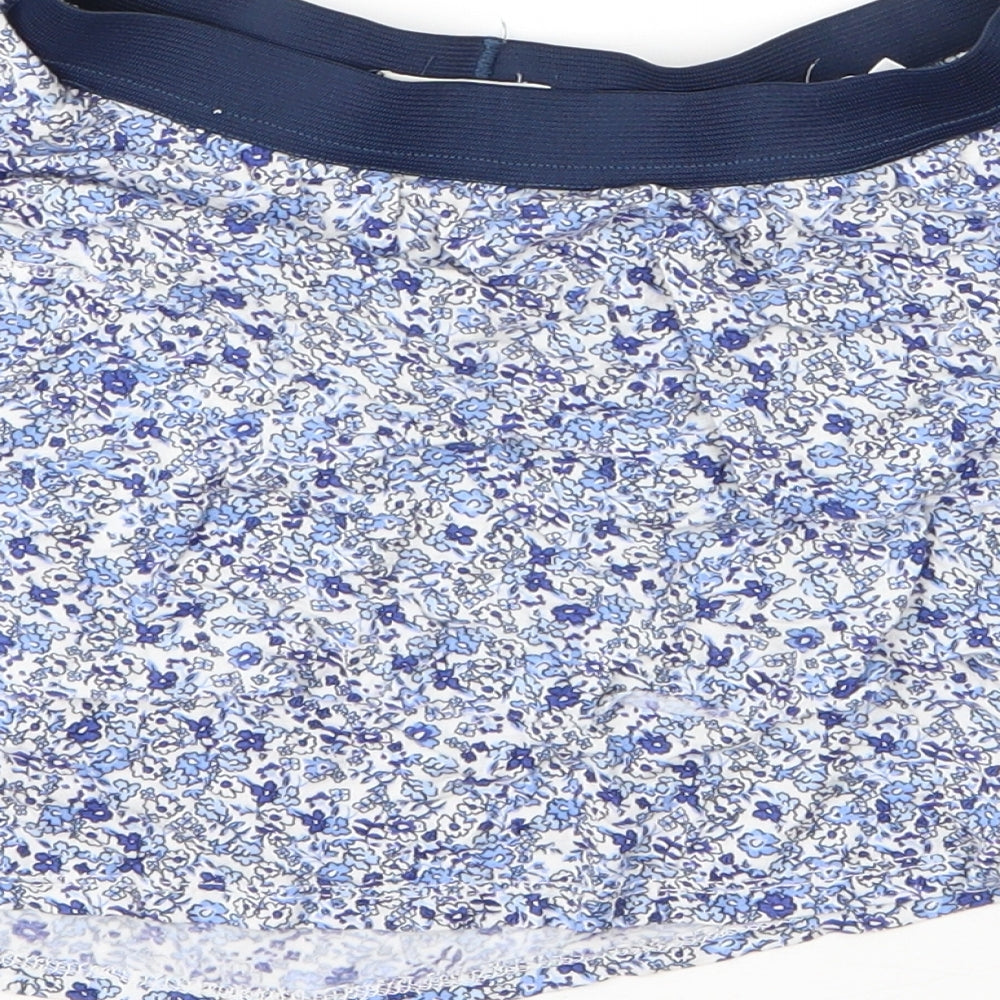H&M Girls Blue Floral Viscose A-Line Skirt Size 9 Years Regular