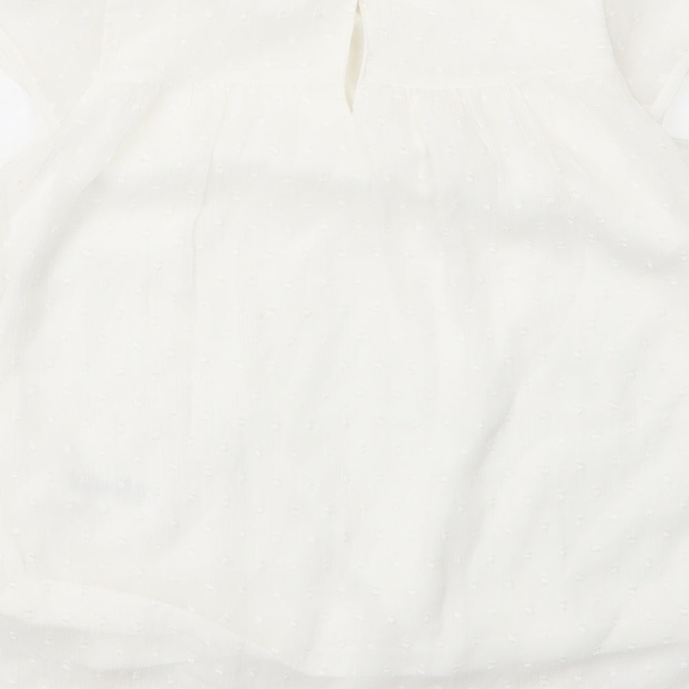 George Girls White Nylon Basic Blouse Size 7 Years Round Neck Button