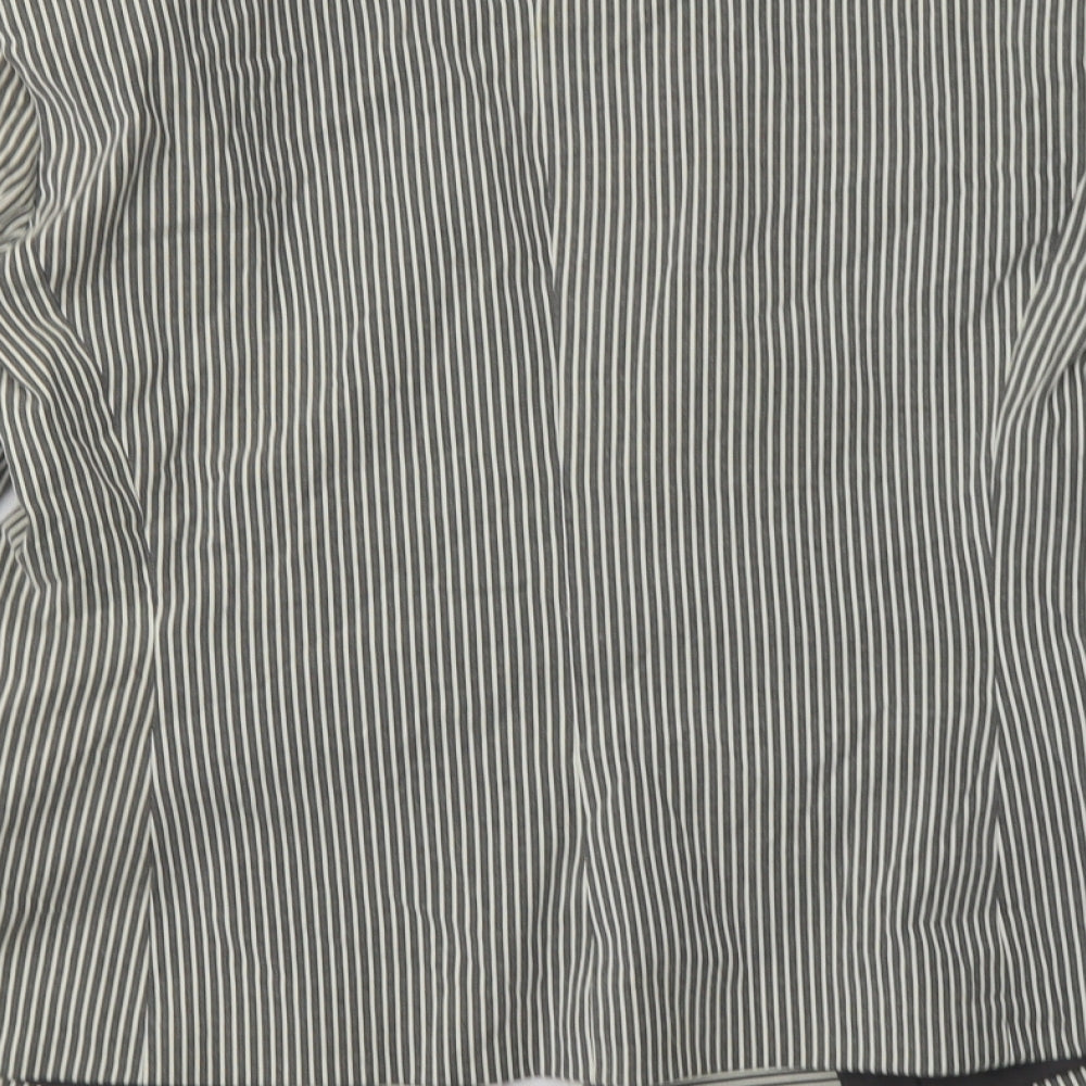 Debenhams Womens Grey Striped Jacket Blazer Size 10 Button