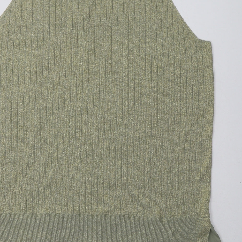 NEXT Womens Gold Viscose Basic Tank Size L Crew Neck
