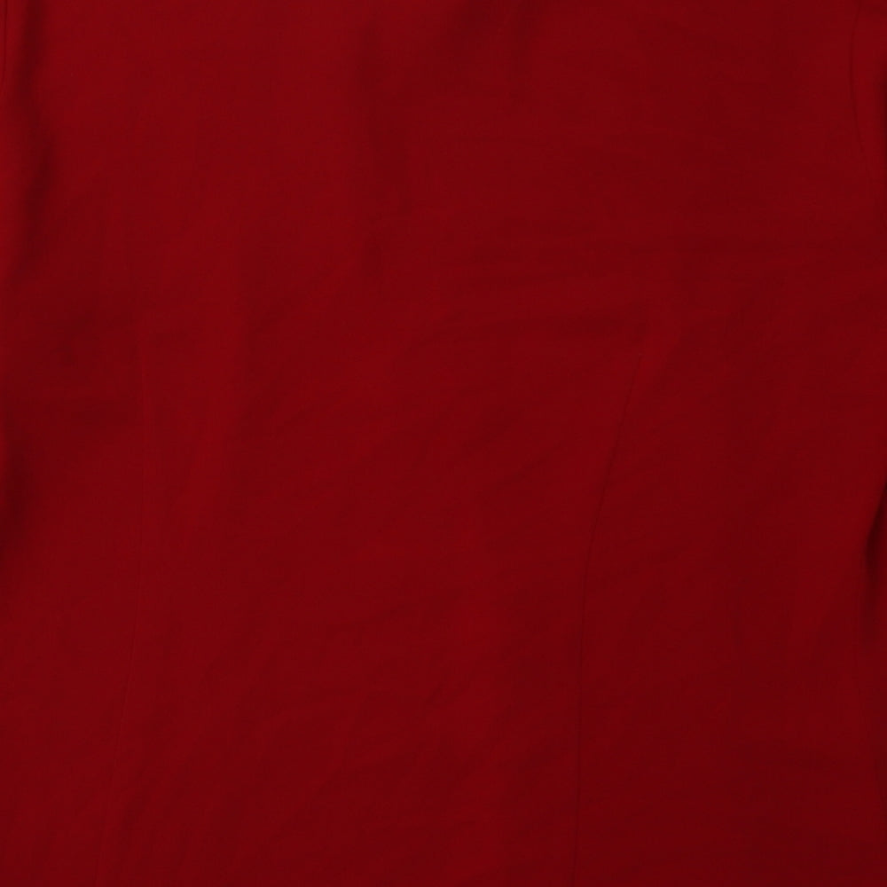 Debenhams Womens Red Polyester Basic Button-Up Size 12 Collared