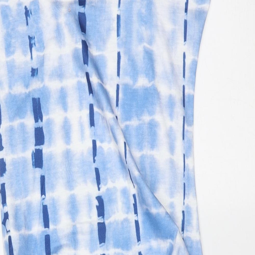 SheIn Womens Blue Tie Dye Polyester Mini Size XS Square Neck - ruched