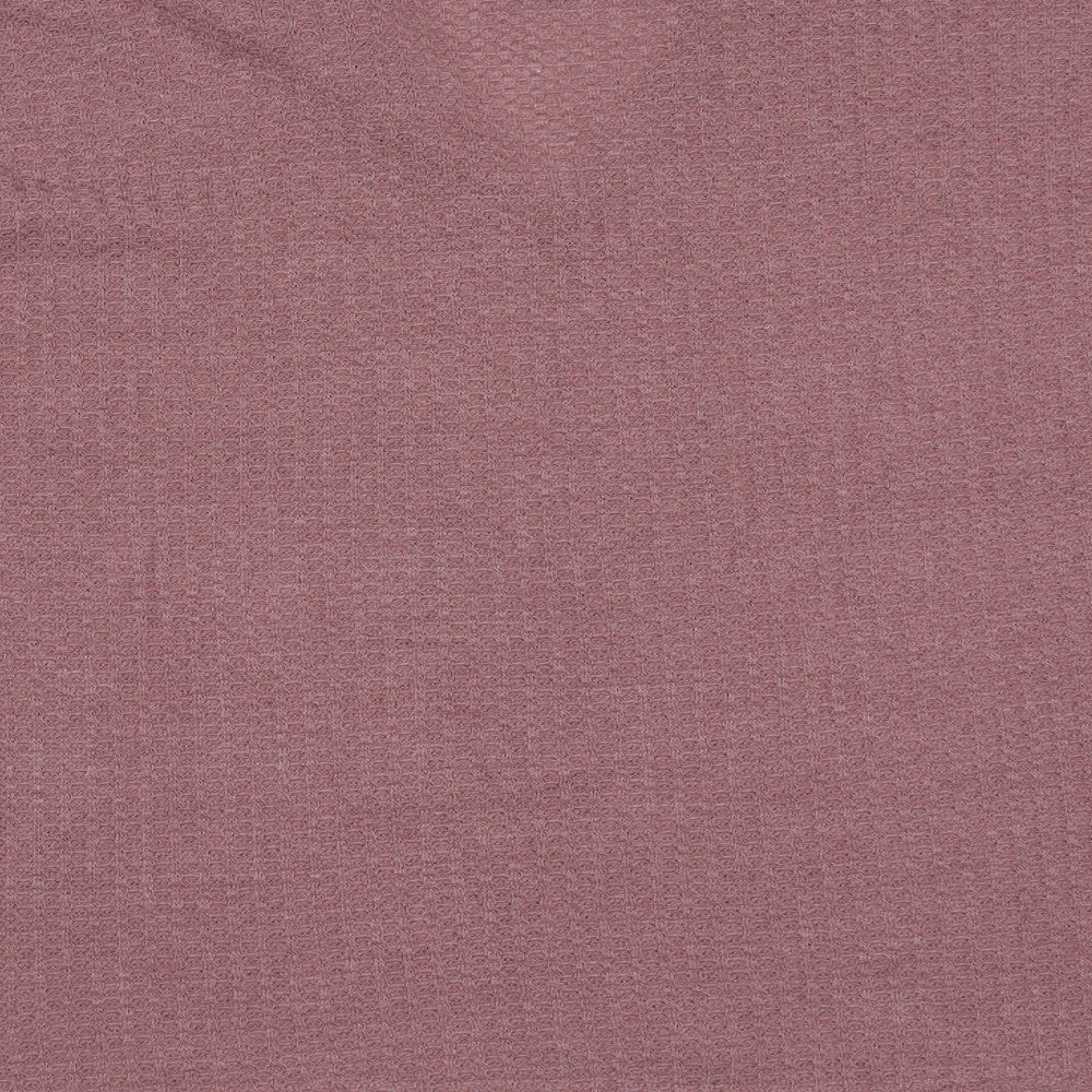 SheIn Womens Purple V-Neck Polyester Pullover Jumper Size L - waffle knit